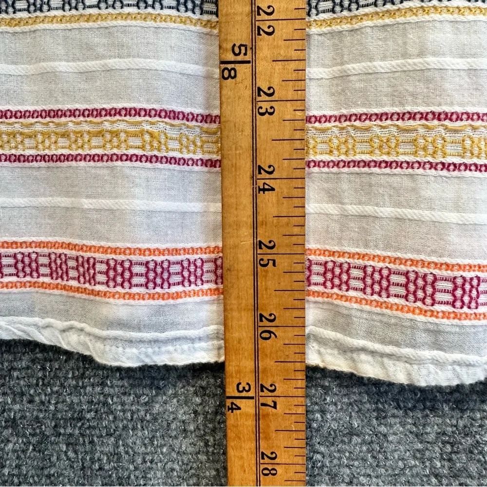 Sundance cotton top M button up long sleeve embroidered striped windowpane shirt - Picture 9 of 10